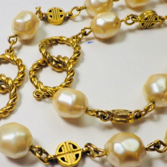 Givenchy Gold Tone Faux Pearl Necklace